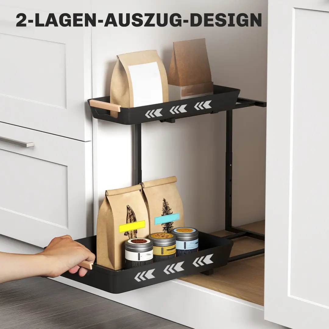 Homcom Keukenopbergrek Metaal 40x30x42cm - Zwart