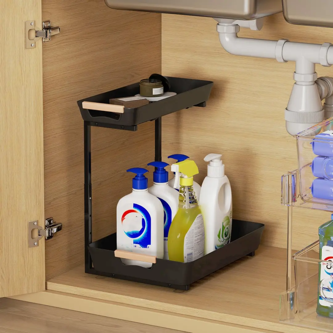 Homcom Keukenopbergrek Metaal 40x30x42cm - Zwart