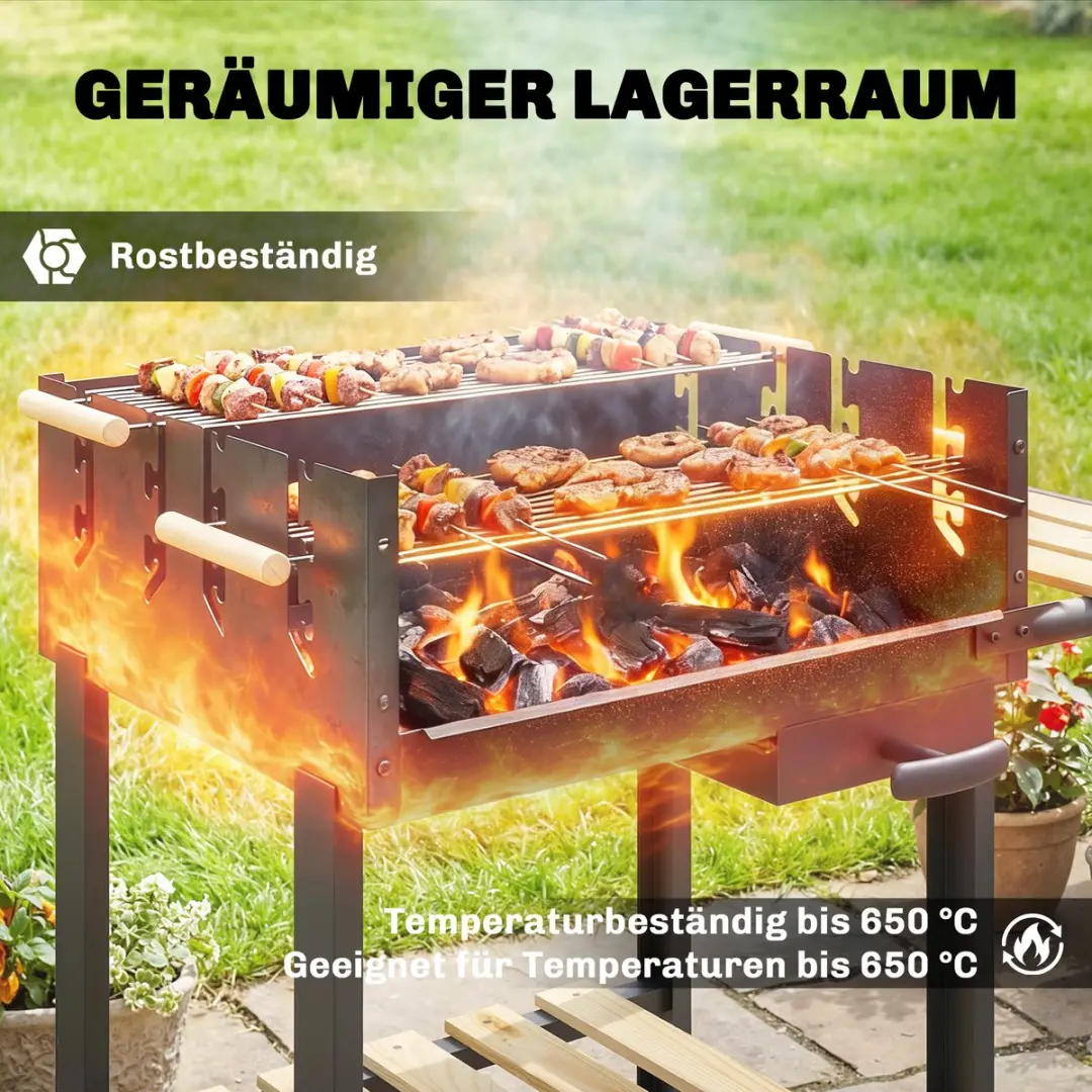 Outsunny Houtskoolbarbecue Grenenhout 99,5L - Zwart