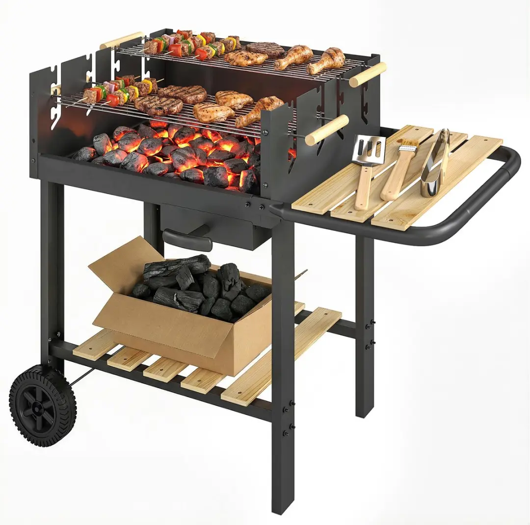 Outsunny Houtskoolbarbecue Grenenhout 99,5L