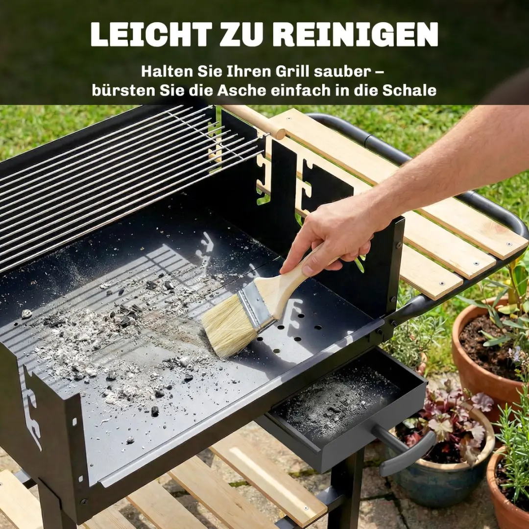 Outsunny Houtskoolbarbecue Grenenhout 99,5L - Zwart