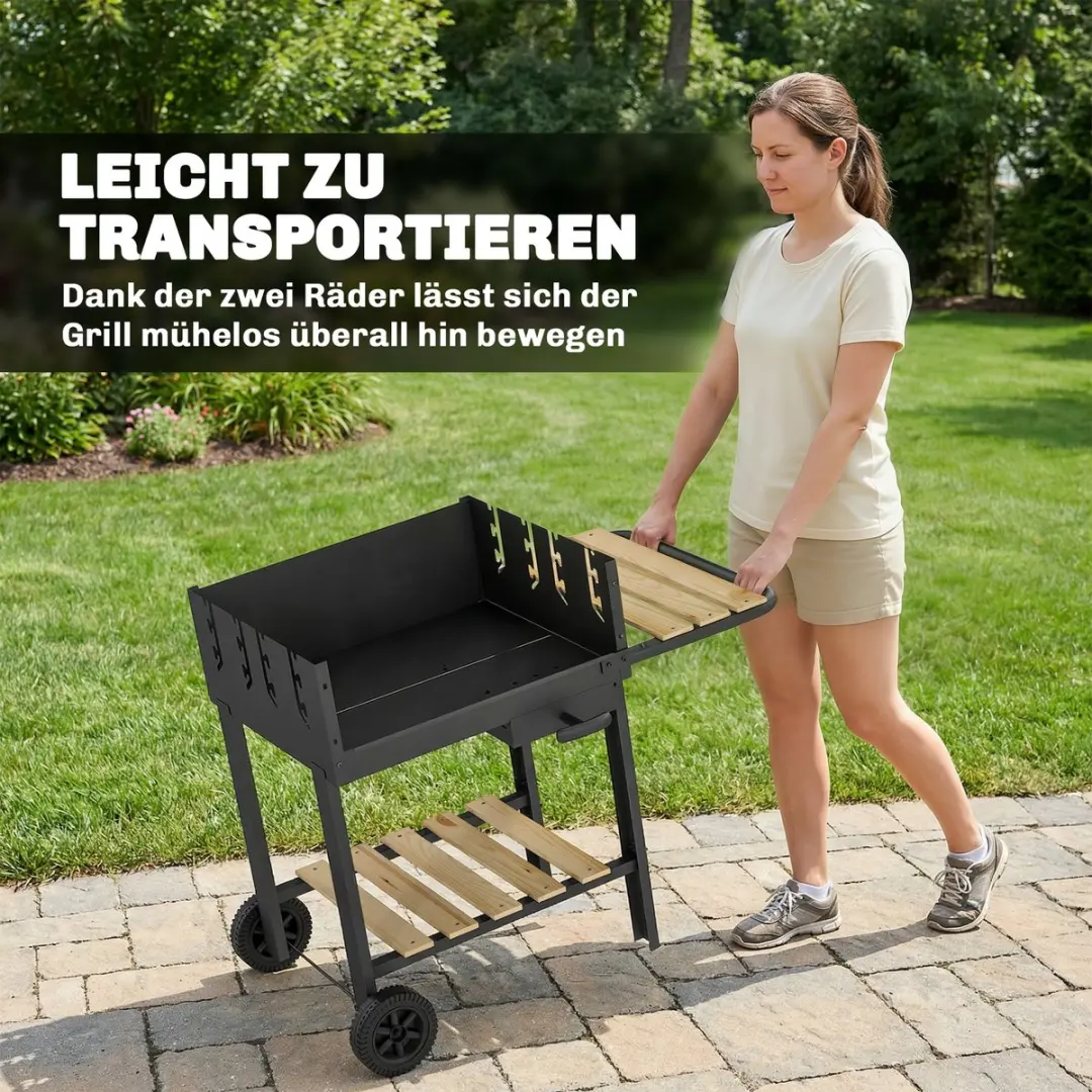Outsunny Houtskoolbarbecue Grenenhout 99,5L - Zwart
