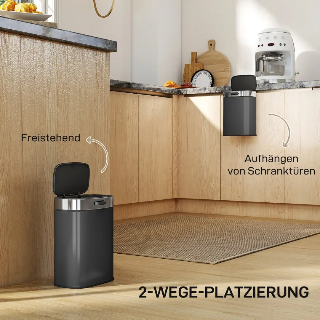 Homcom Roestvrijstalen Vuilnisbak 21,5L - Zwart