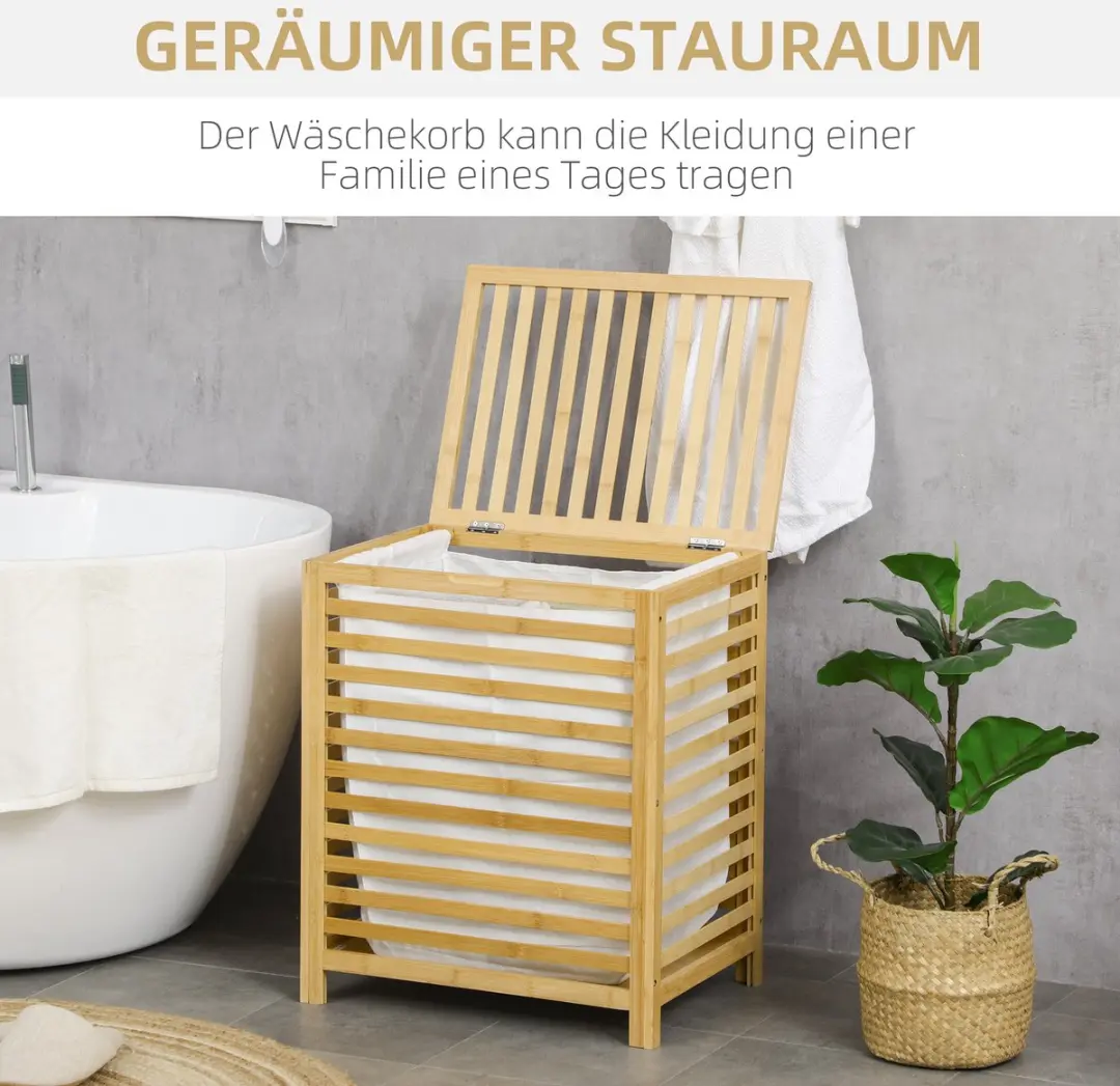 Homcom Wäschekorb Bamboe 50L - 36x60cm