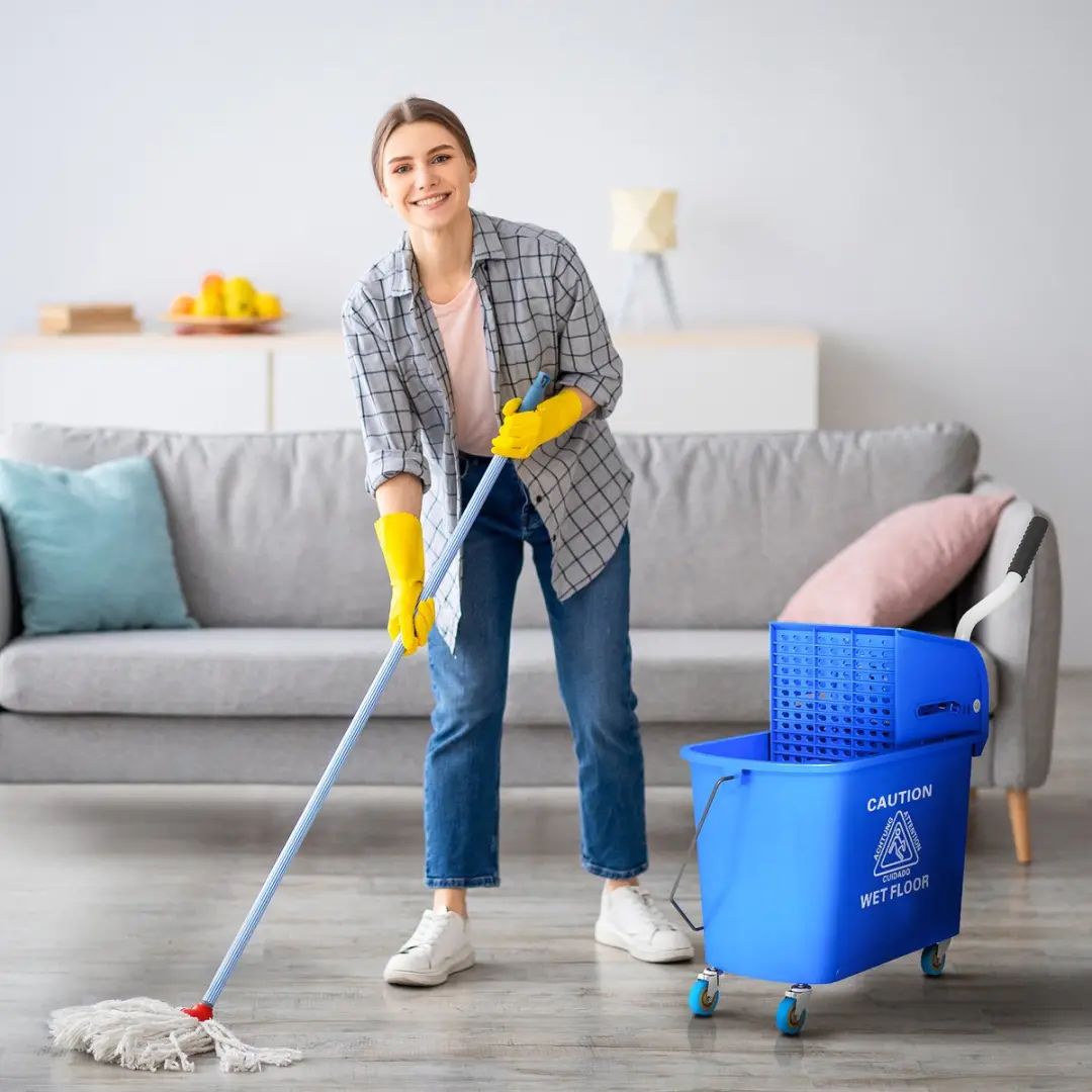 Homcom Schoonmaakwagen 60L - Blauw