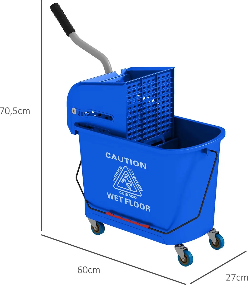 Homcom Schoonmaakwagen 60L - Blauw