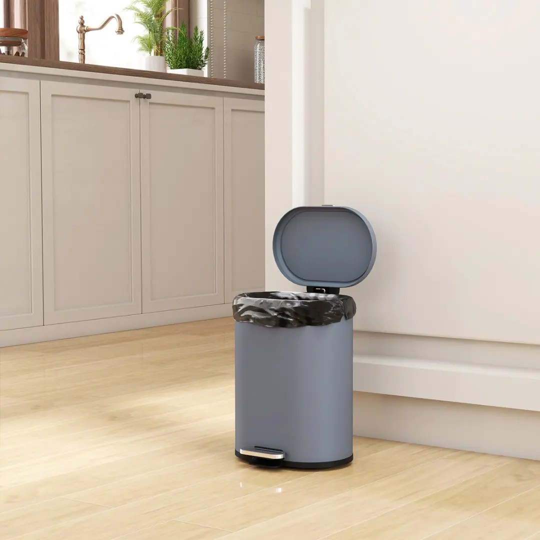 Homcom Prullenbak Metaal 6L - Grijs