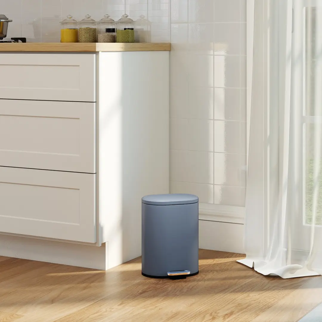 Homcom Prullenbak Metaal 6L - Grijs