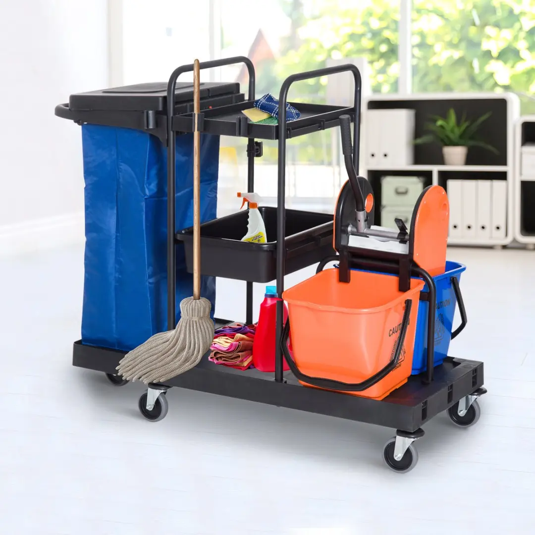 Homcom Schoonmaakwagen 720-008 - 2 Emmers - 4 Wielen