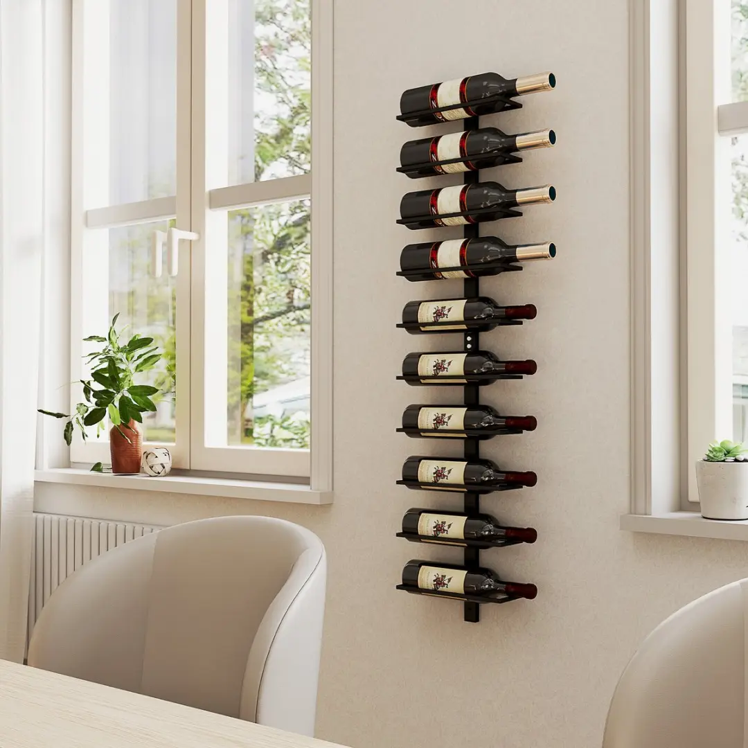 Homcom Wijnrek 10 Flessen - 27x10x116cm - Zwart