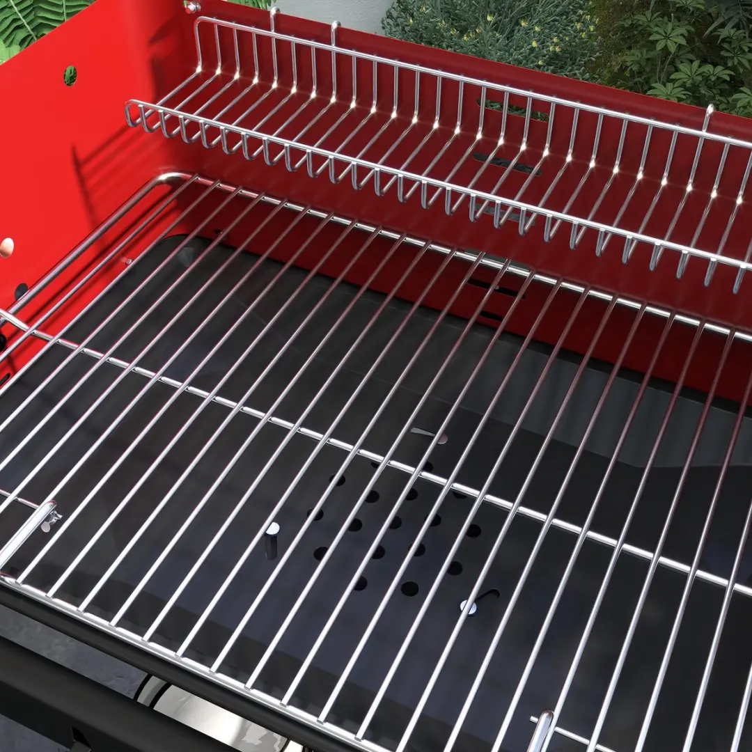 Outsunny Houtskoolgrill - 103x47x95cm - 12 Burgers - Rood