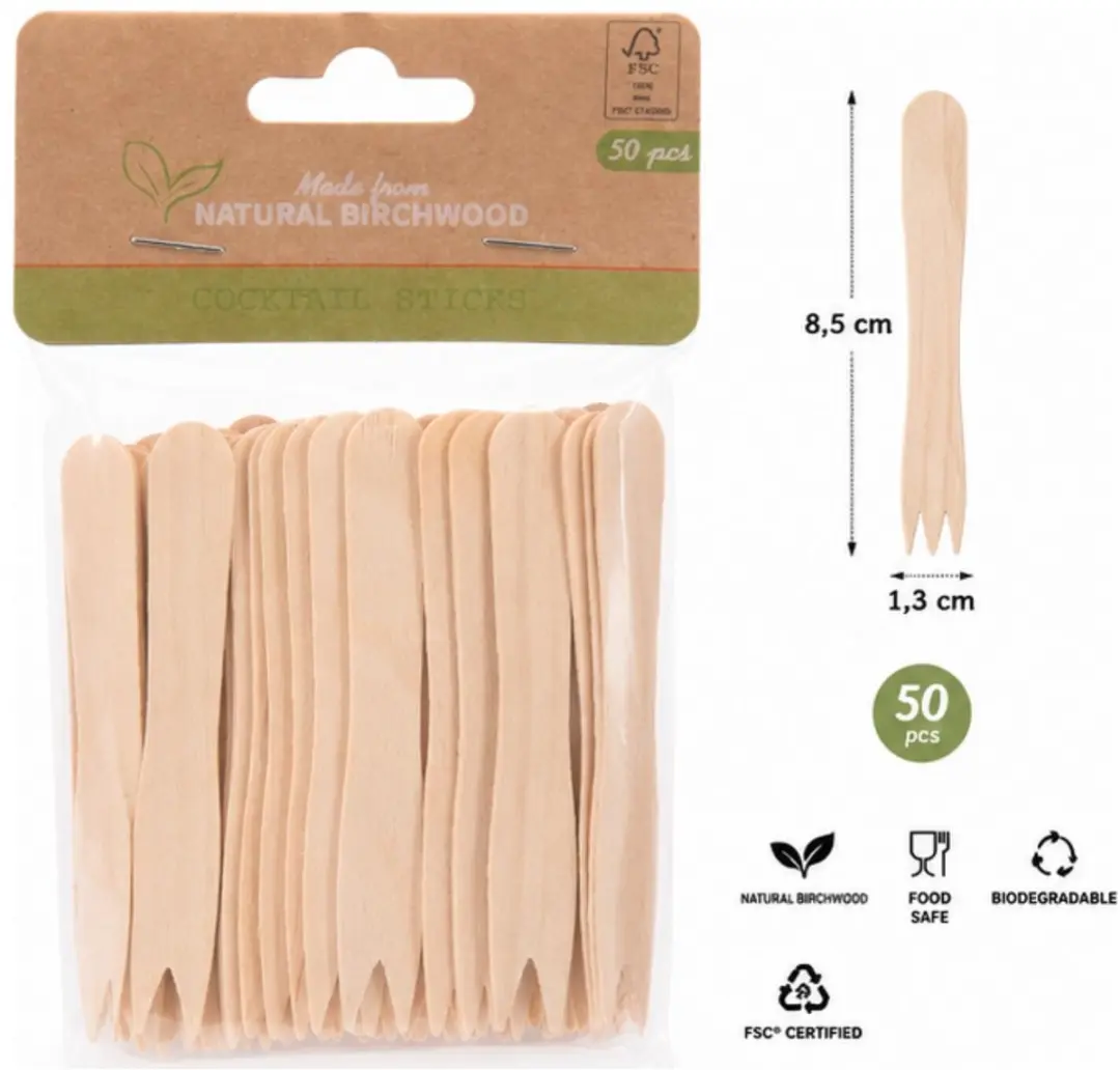 Excellent Houseware Snackvorkjes Hout 8,5cm - 100 Stuks
