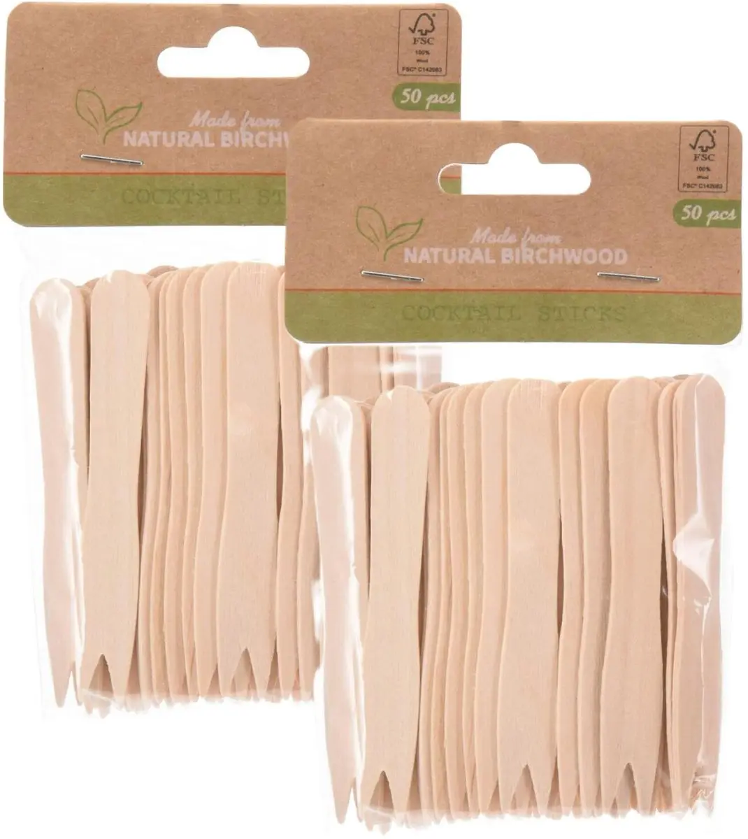 Excellent Houseware Snackvorkjes Hout 8,5cm - 100 Stuks - afbeelding 6 van 6