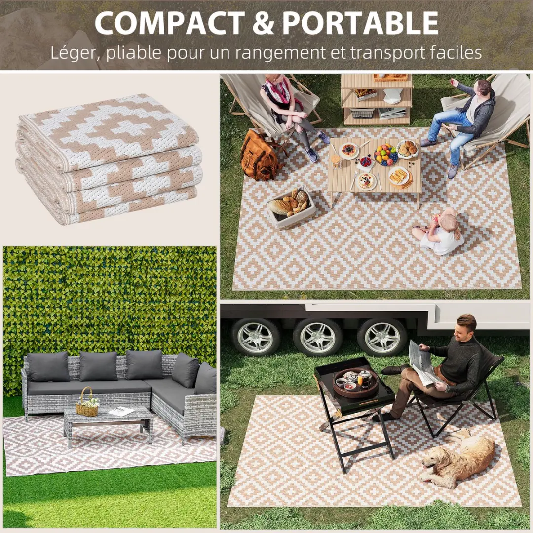 Outsunny Buitenkleed PP 274x30x182cm - Beige