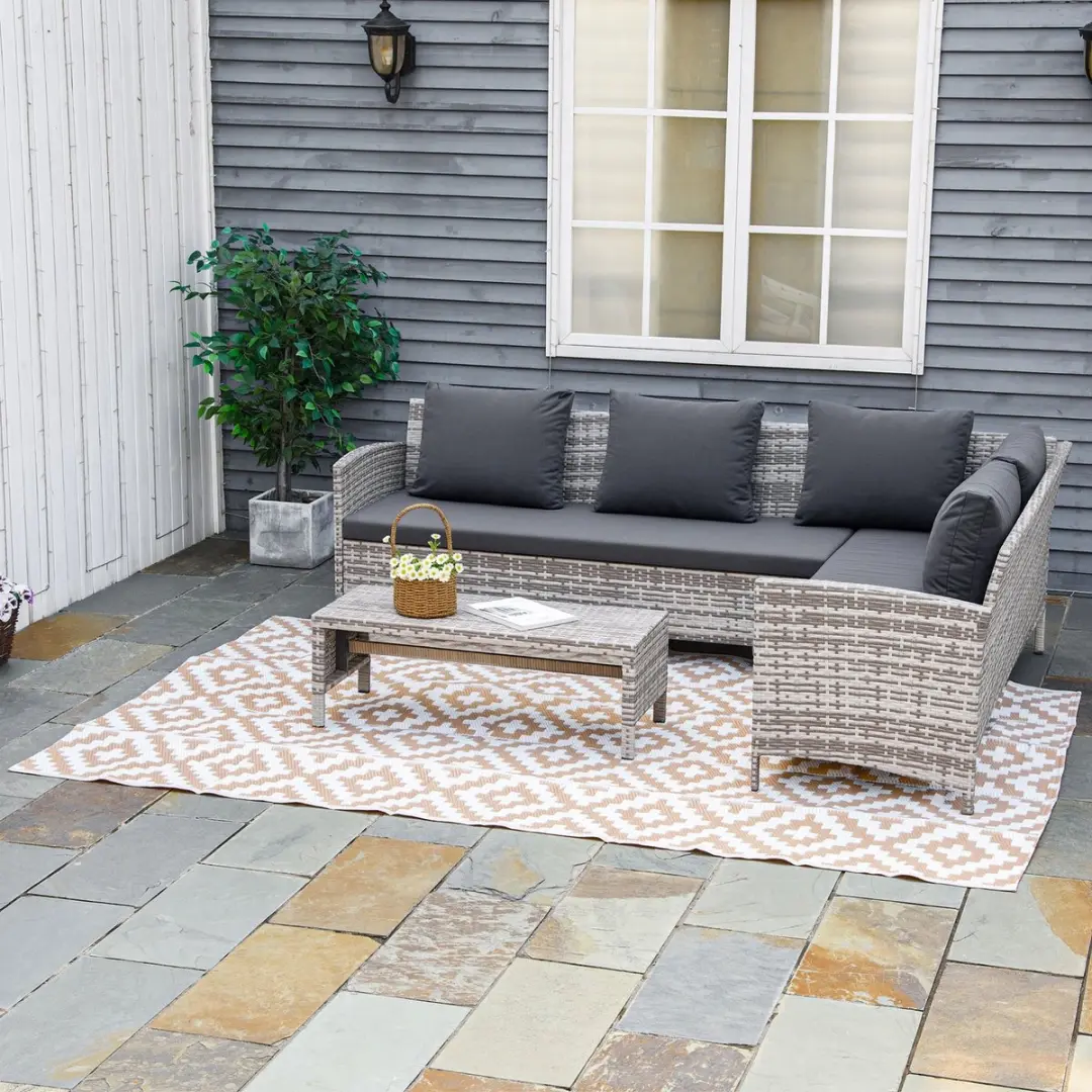 Outsunny Buitenkleed PP 274x30x182cm - Beige