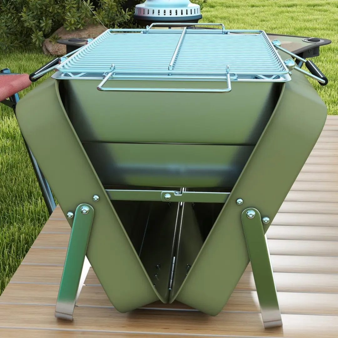 Outsunny Tischgrill 47x30x28cm - 32cm Rooster - Groen - afbeelding 6 van 6