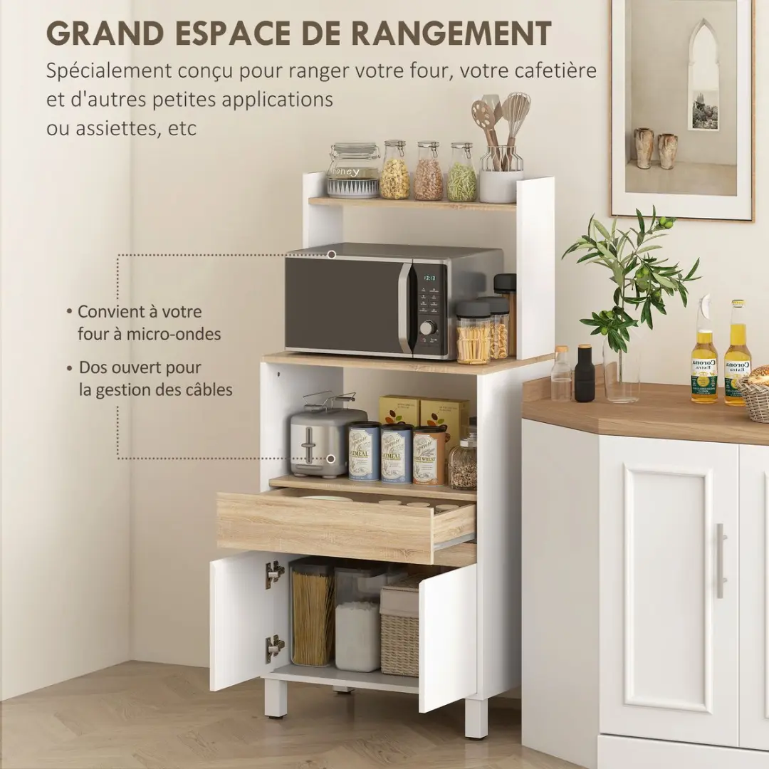 Homcom Magnetronkast 60x40x131cm - Wit