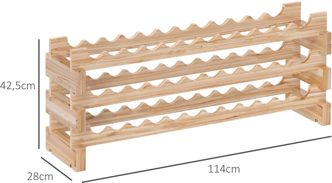 Homcom Wijnrek Natuurlijk hout 114x28x42,5cm - 36 Flessen