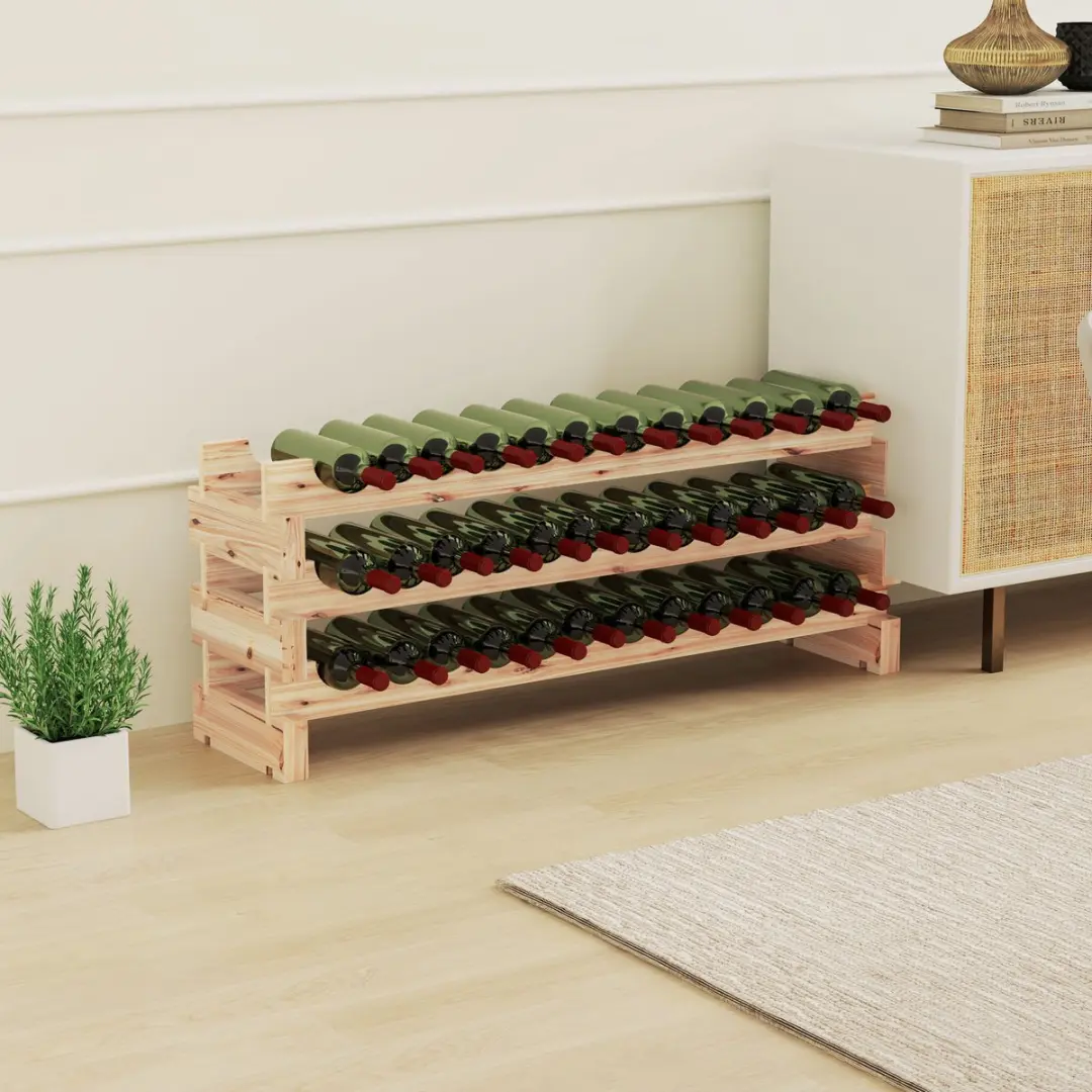 Homcom Wijnrek Natuurlijk hout 114x28x42,5cm - 36 Flessen