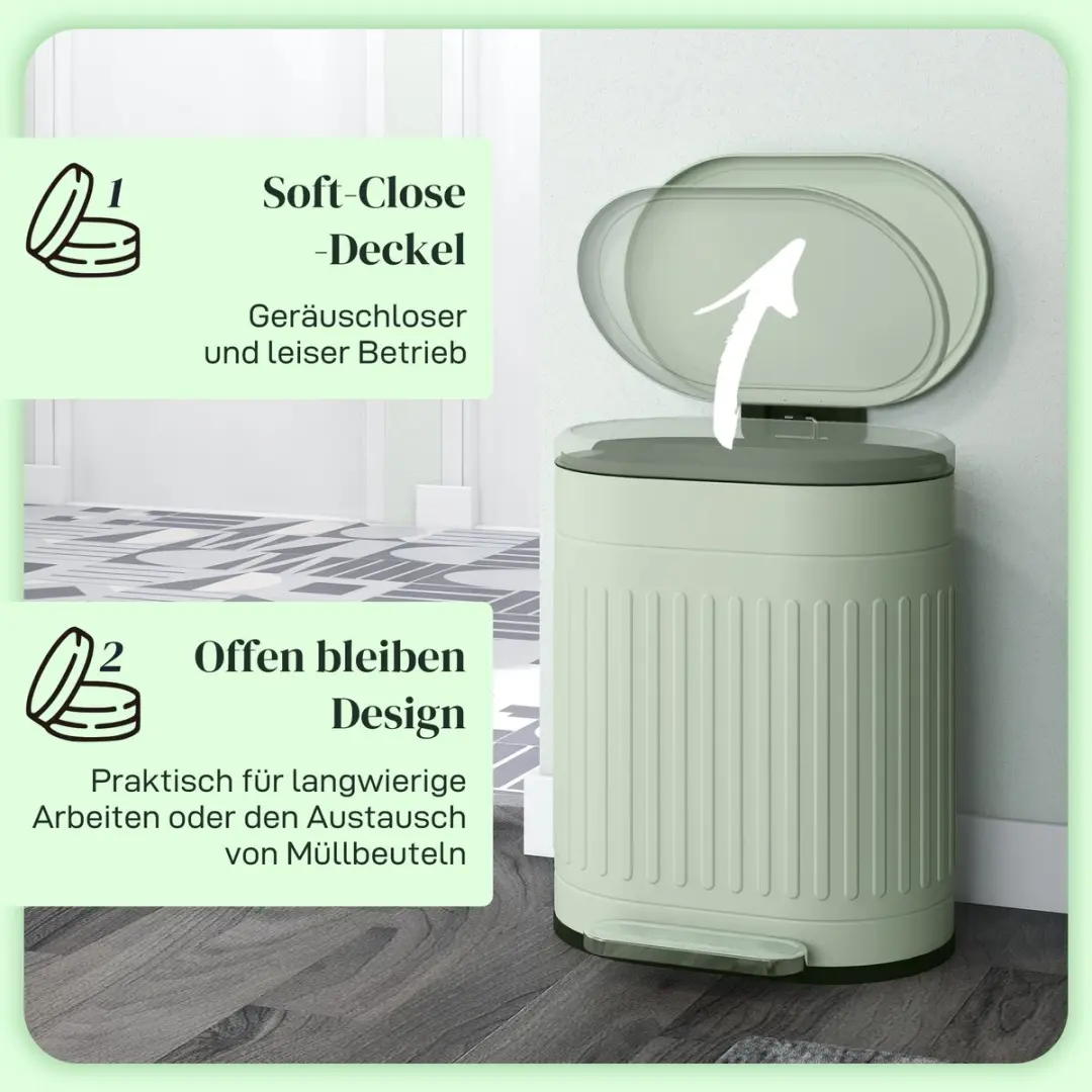 Homcom Afvalemmer 36,5L Groen - 31,2x45cm