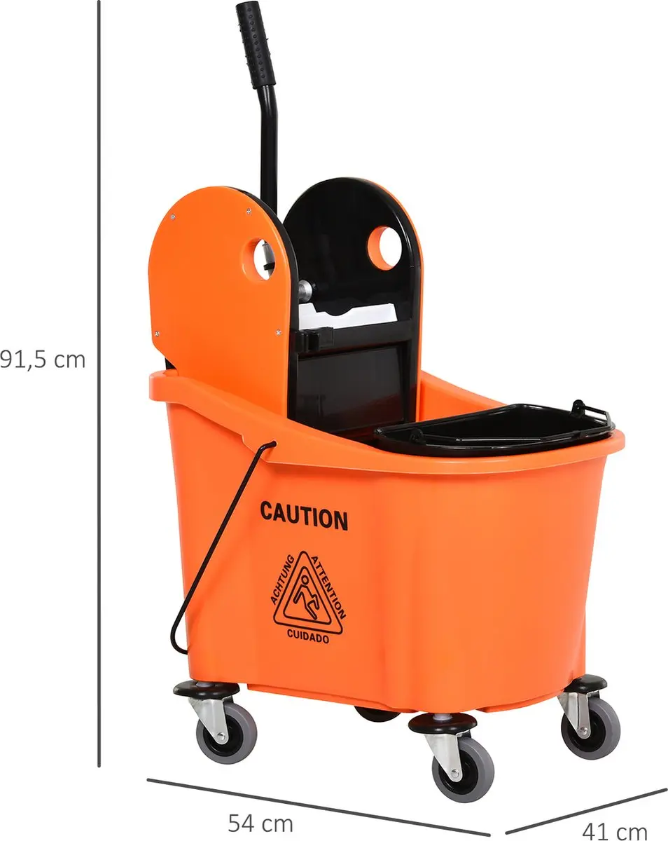 Homcom Schoonmaakwagen met Uitwringapparaat - Oranje