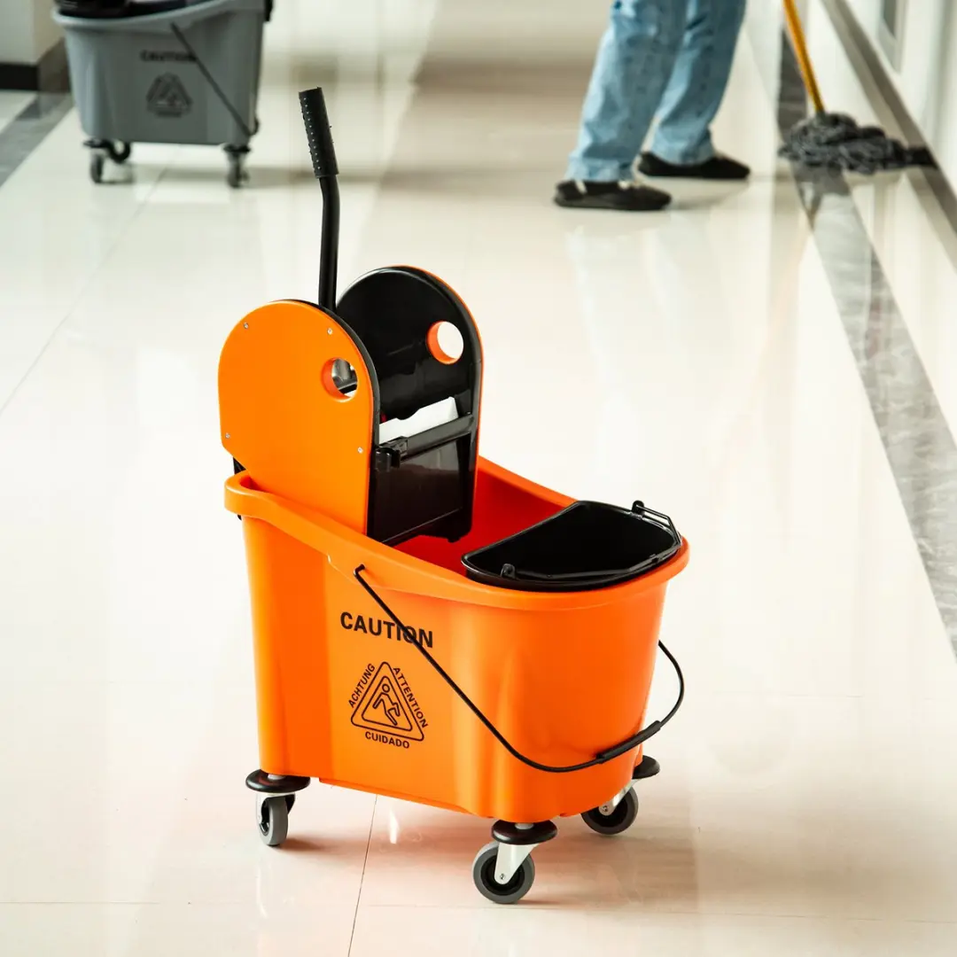 Homcom Schoonmaakwagen met Uitwringapparaat - Oranje