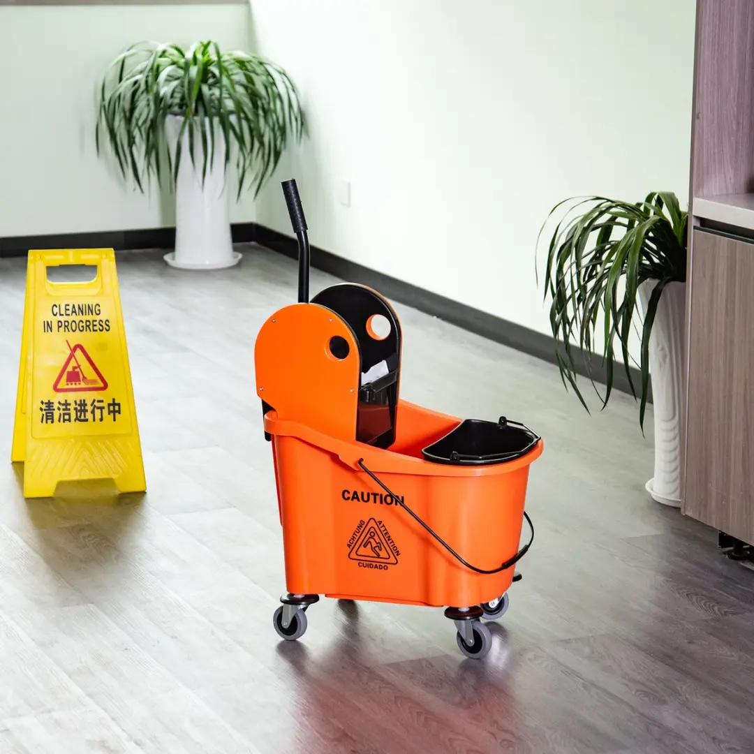 Homcom Schoonmaakwagen met Uitwringapparaat - Oranje