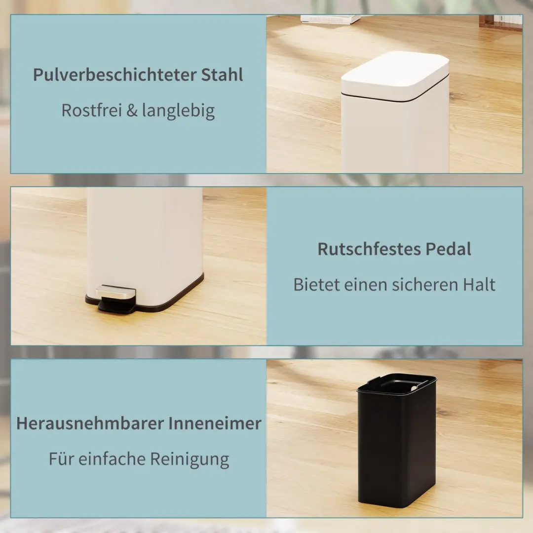 Homcom Pedaalemmer 5L - Wit