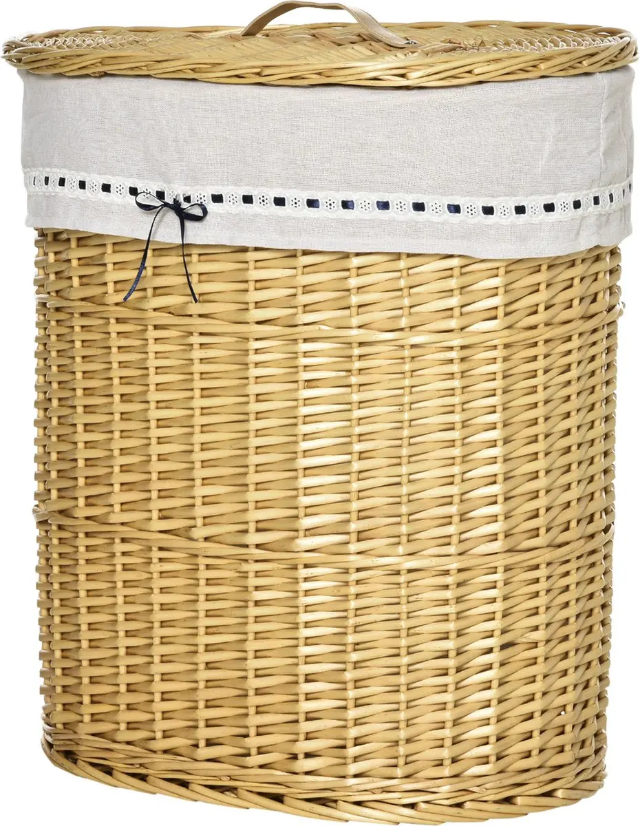 Homcom Rieten Wasmand met Deksel