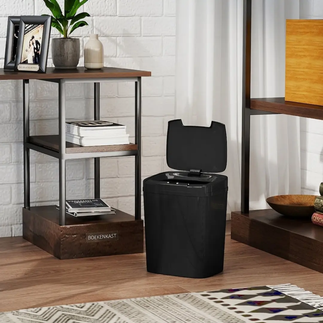 Homcom Sensor Afvalbak 15L - Handenvrij Zwart
