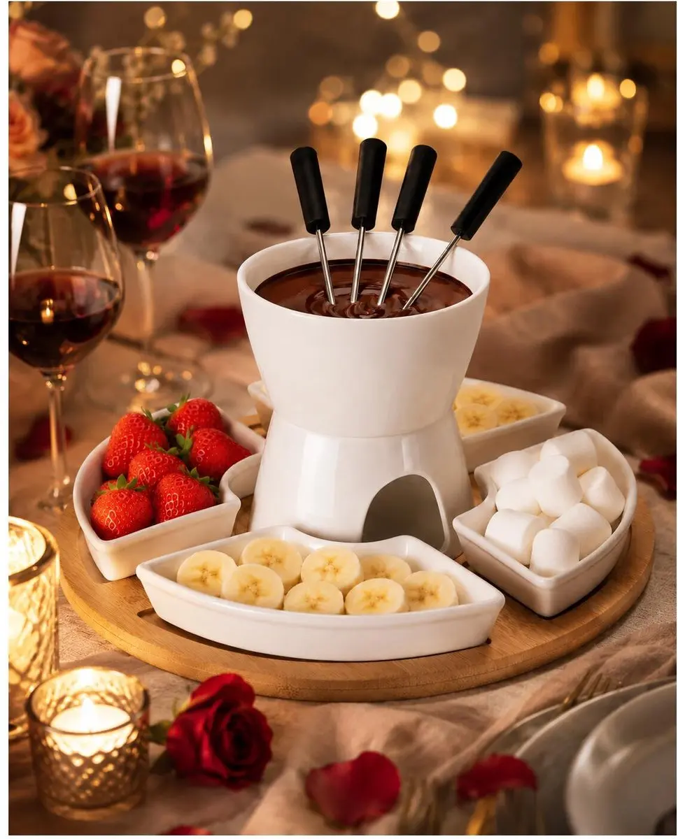 Excellent Houseware Chocolade Fondue Set Ivoorwit - 0.4L