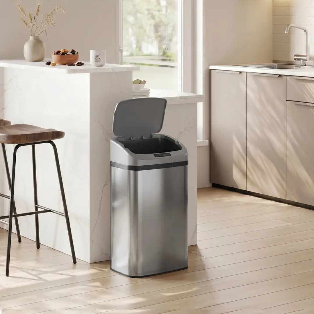 Homcom Sensorafvalbak 48L - 33x25x69cm Zilver - afbeelding 6 van 6