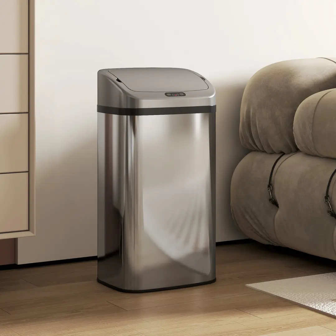 Homcom Sensorafvalbak 48L - 33x25x69cm Zilver