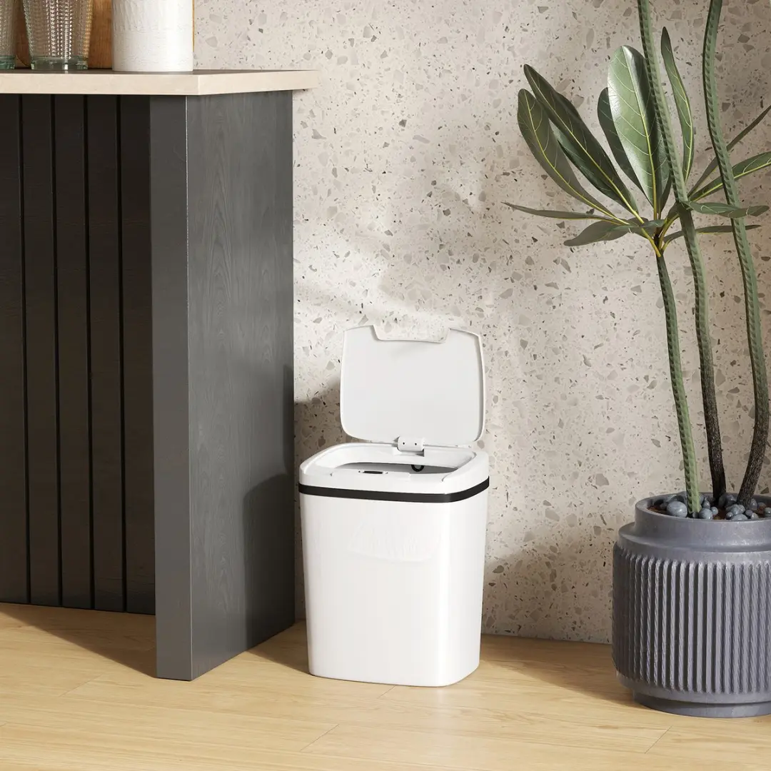 Homcom Sensor Prullenbak 15L - Wit - afbeelding 6 van 6