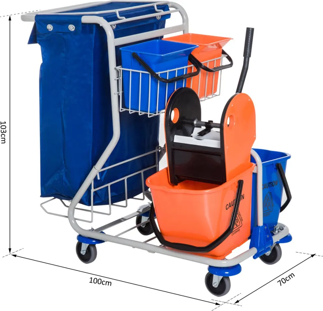 Homcom Schoonmaakwagen 720-007 - Blauw/Oranje