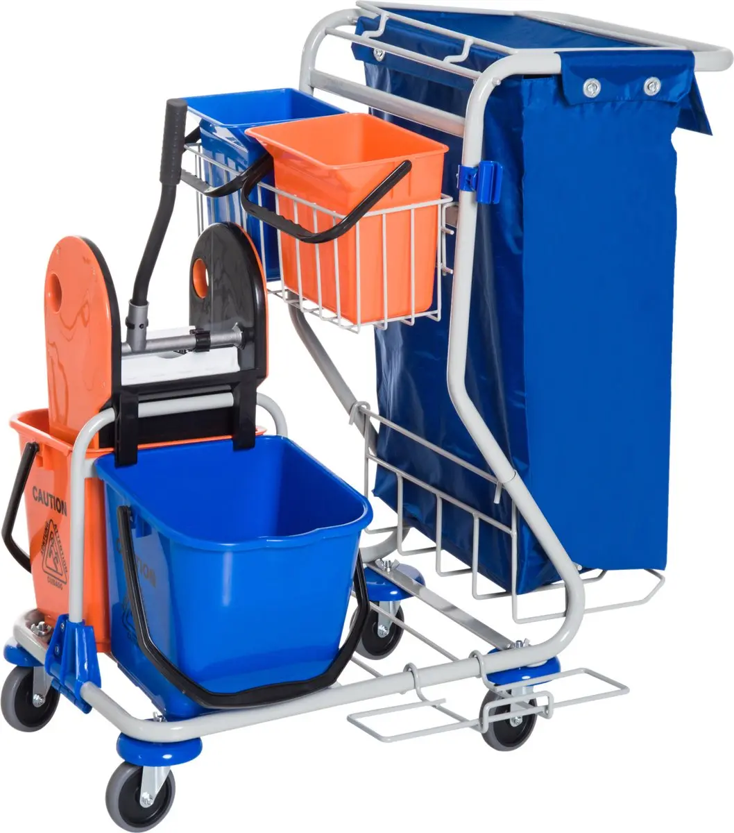 Homcom Schoonmaakwagen 720-007 - Blauw/Oranje