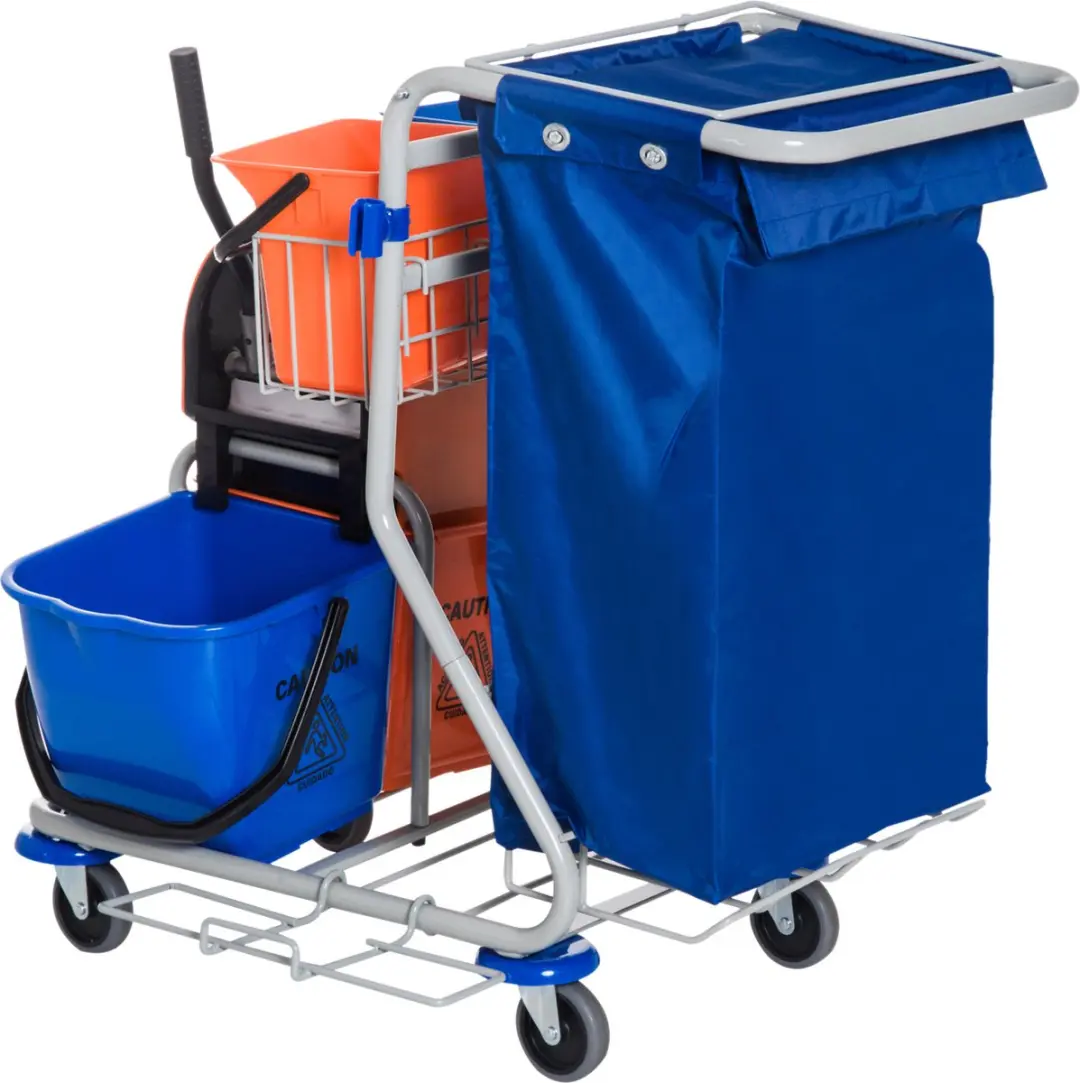 Homcom Schoonmaakwagen 720-007 - Blauw/Oranje