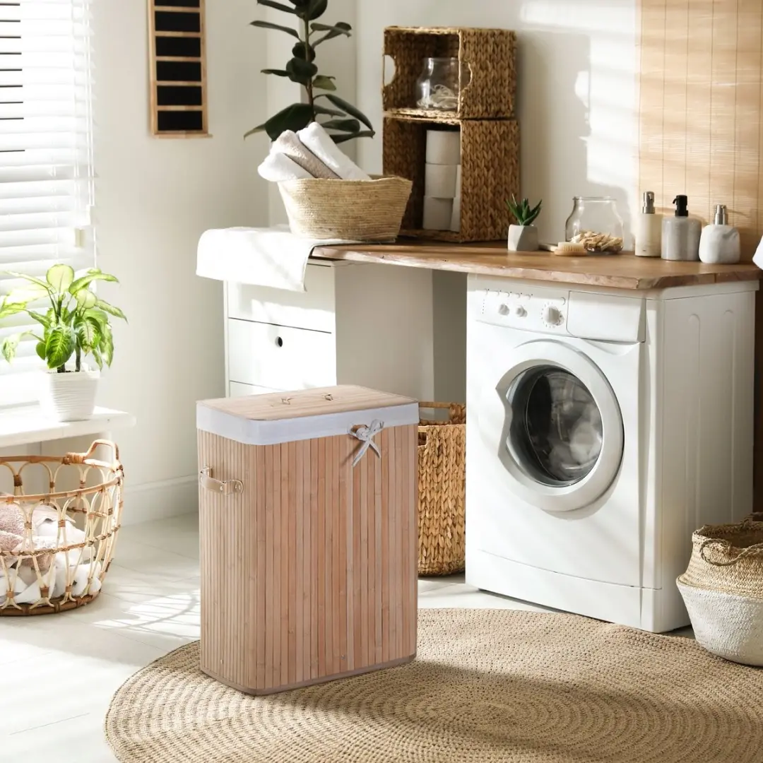 Homcom Wasmand Bamboe 70L - 40x30x60cm