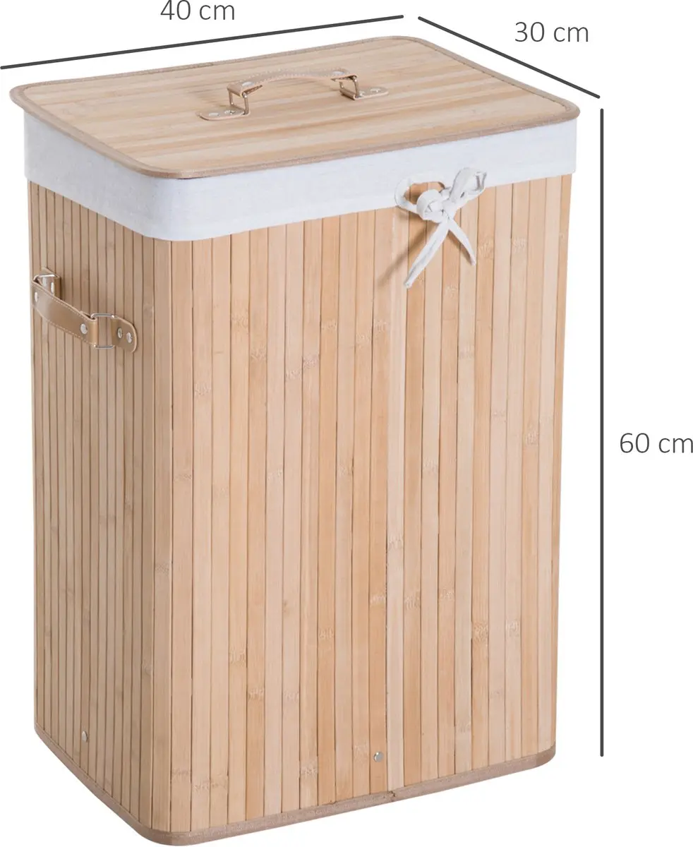 Homcom Wasmand Bamboe 70L - 40x30x60cm