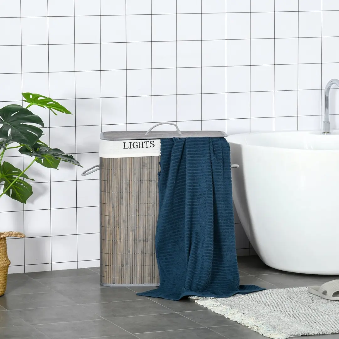 Homcom Wäschekorb 52x32x63cm - 52L - Grijs/Wit