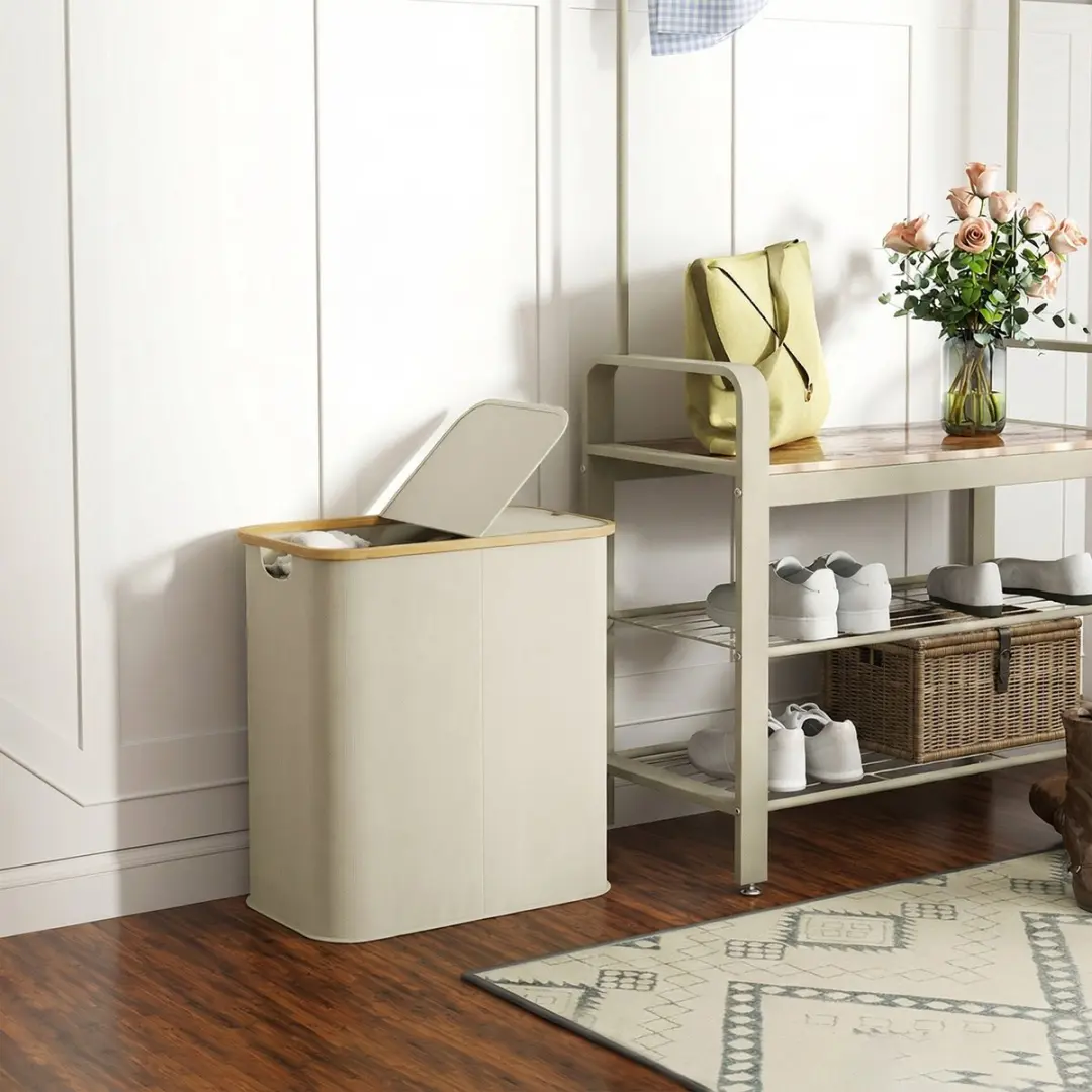 Homcom Wasmand 850-320V00BG - 80L - 2 Vakken - Beige