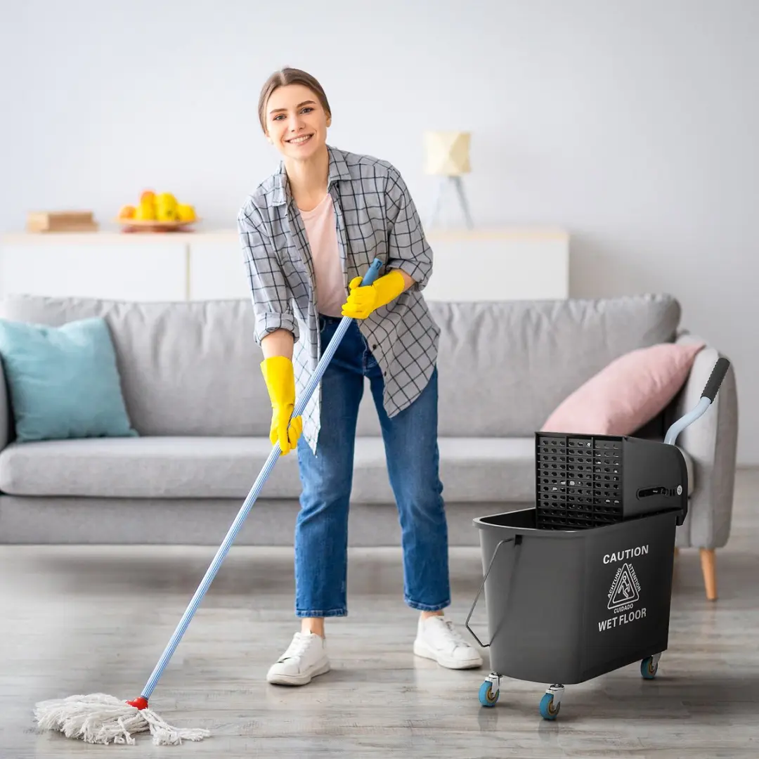 Homcom Putzwagen Kunststof 60L - 70,5cm - Zwart