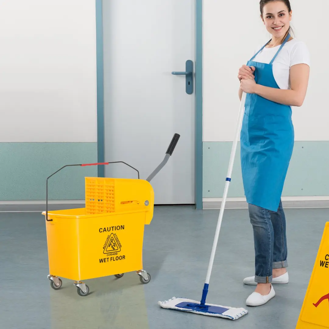 Homcom Schoonmaakwagen 20L - Geel