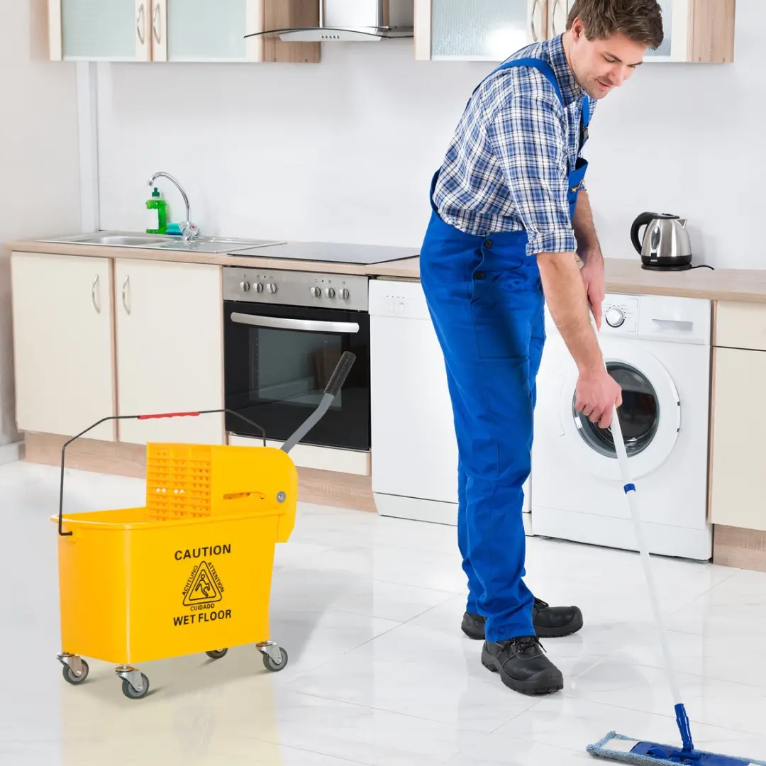 Homcom Schoonmaakwagen 20L - Geel