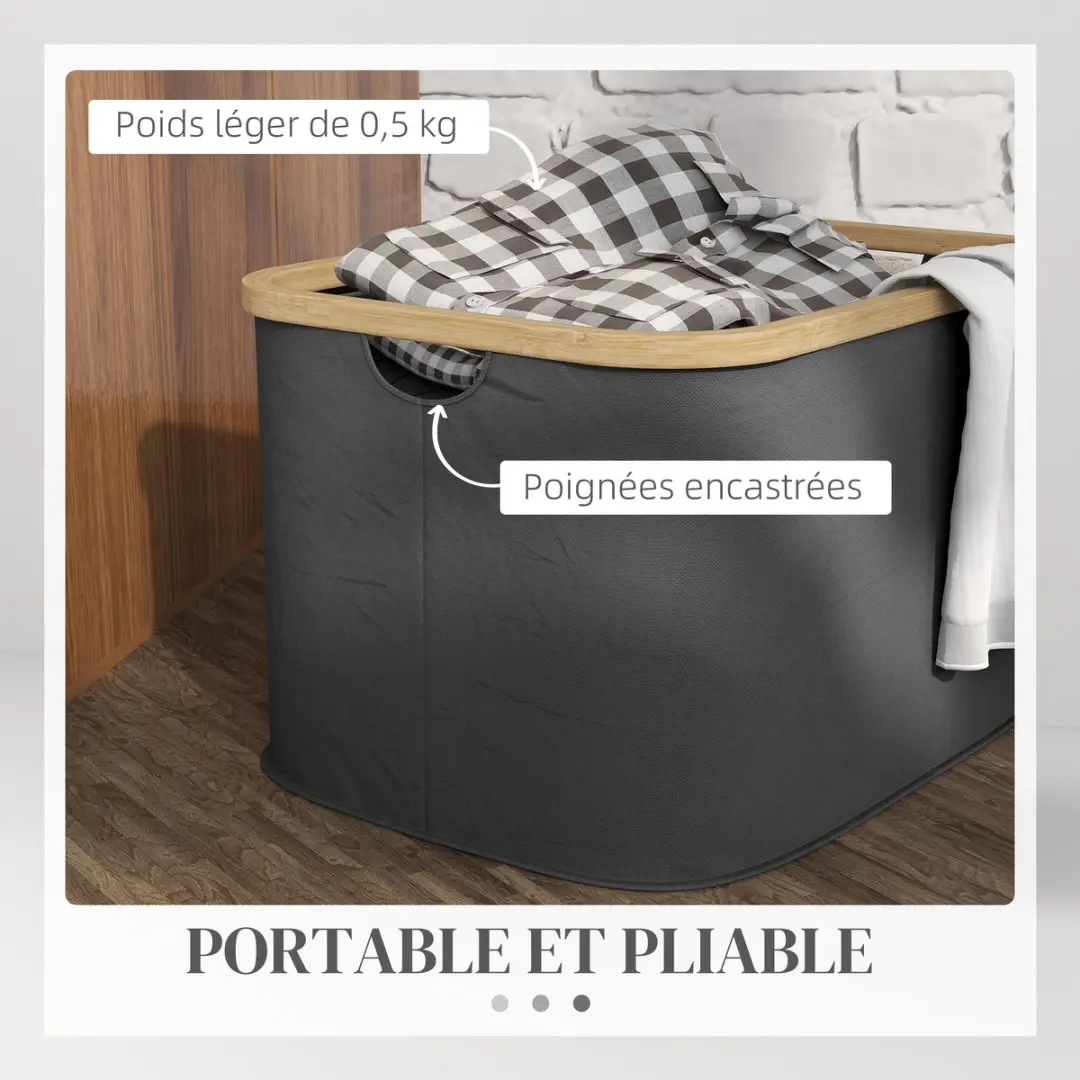 Homcom Wasmand 44x33x26cm - Zwart
