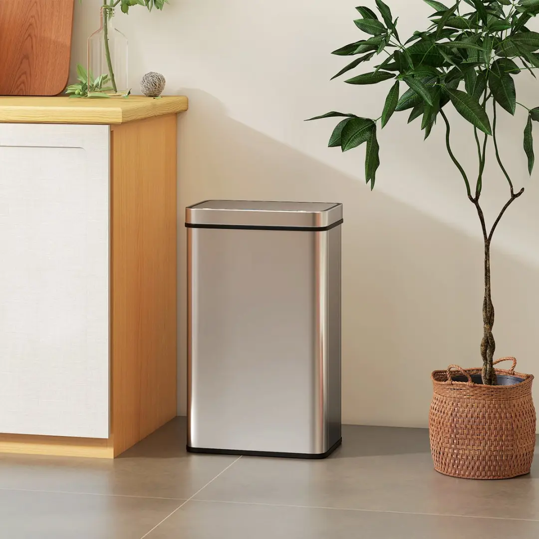 Homcom Sensor Prullenbak 60L - 39x27x66cm Zilver