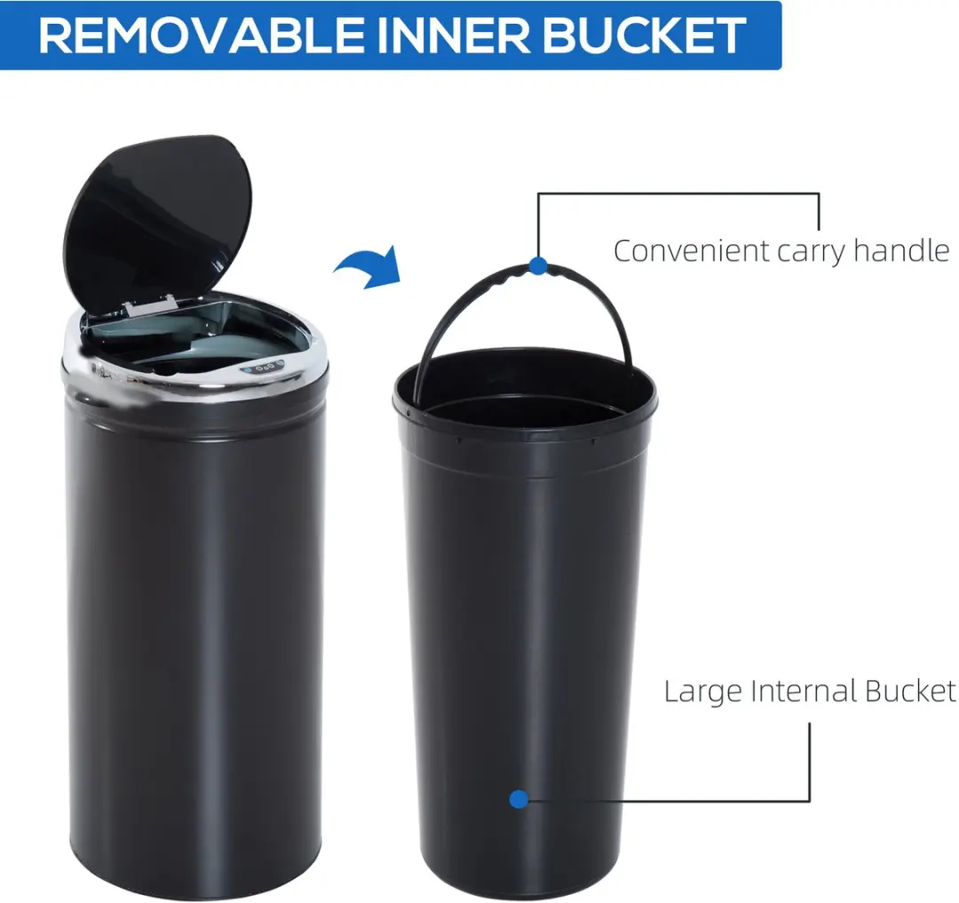 Homcom Sensor Prullenbak 42L - Roestvrij
