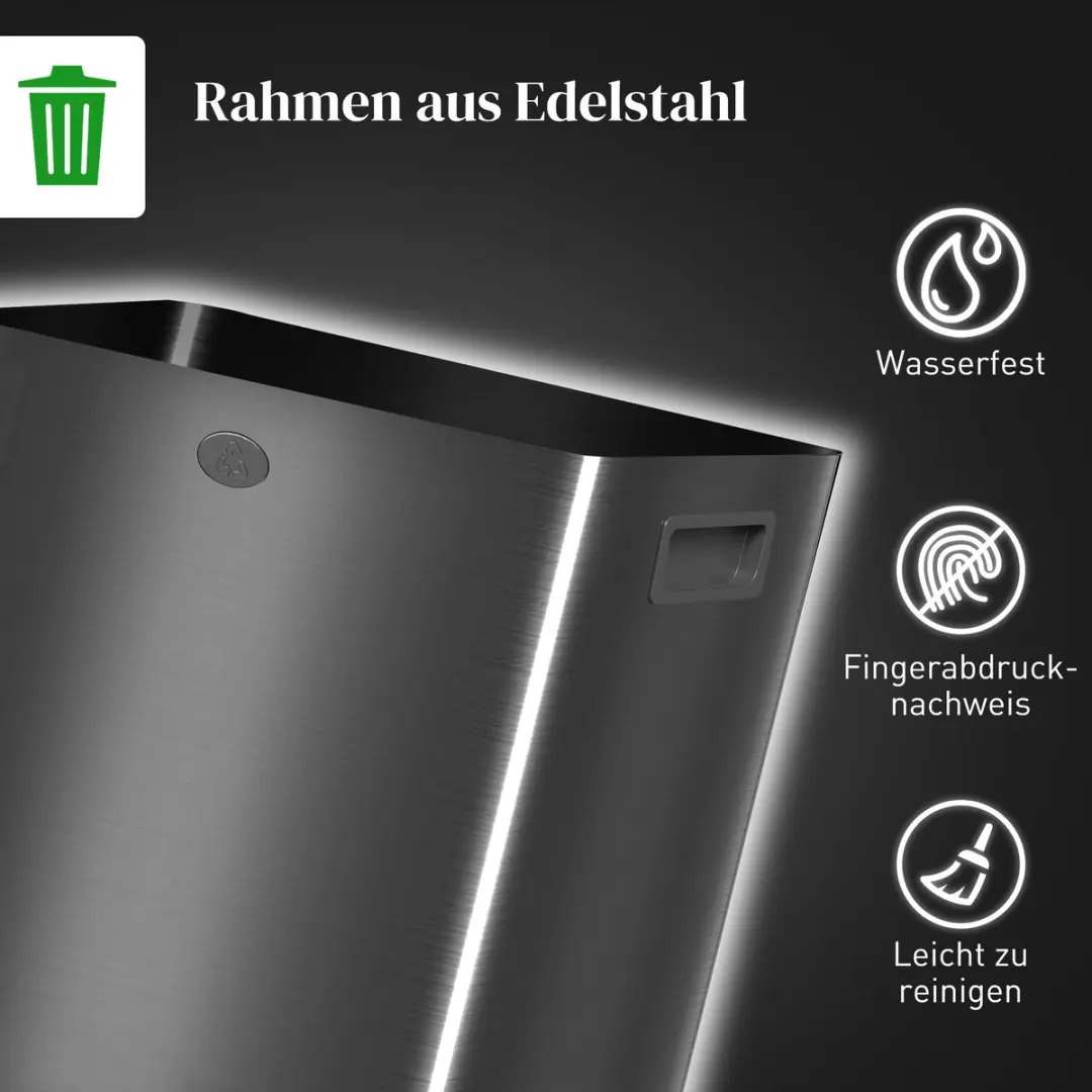 Homcom Prullenbak 40L - 2 Vakken Zwart