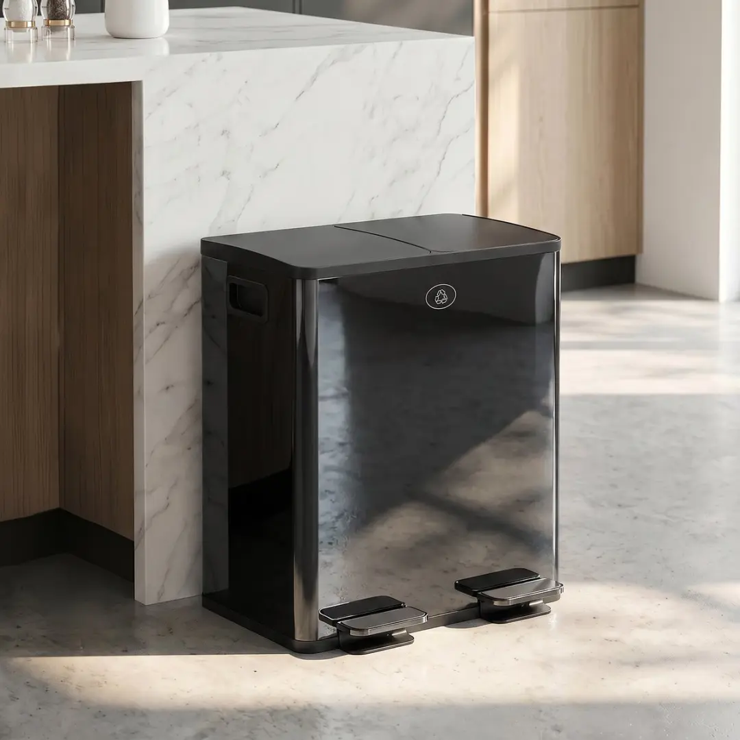 Homcom Prullenbak 40L - 2 Vakken Zwart