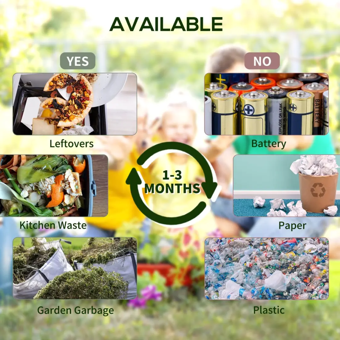 Outsunny Compostbak 65L - 60x49x77cm - Zwart